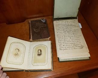 Antique photo album, calendar and barter log