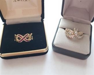 14k Gold and Ruby ring, 14k Gold Diamond Ring