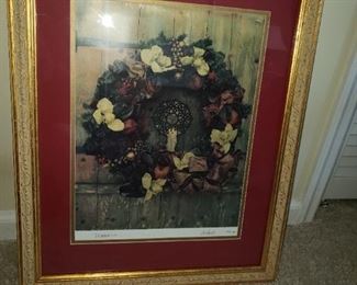 Numbered signed framed art by Patrick Golden and Jay Shoots on Robinson and St. Johns Christmas 1992 poster