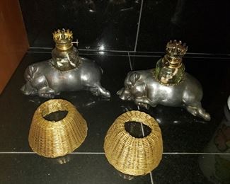 Vintage Petites Choses Heavy Metal Pig Camphor Oil Lamp