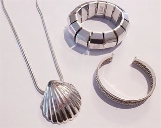 Sterling .925 Silver Jewelry signed Los Ballesteros articulated bracelet, and more