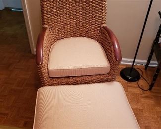 Custom made Wicker Woven Chair and Ottoman