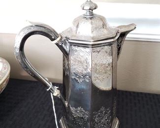 Rare Ball Tompkins & Black Coin Silver Octagonal  Pitcher 