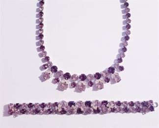 Eisenberg Ice Purple Rhinestone Necklace Bracelet Set