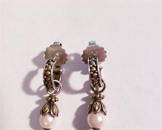 John Hardy .925 and 18k Gold Pearl Drop Earrings