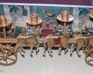 Metal Santa Claus Sleigh and Reindeer