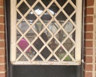 Vintage Wooden Window - DISTRESSED White -diamond shape