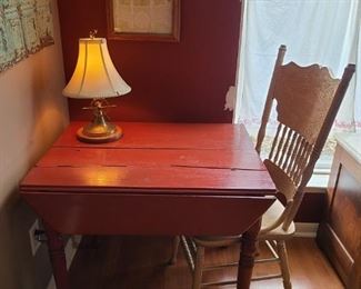 VINTAGE - Red Colored Drop-leaf Table