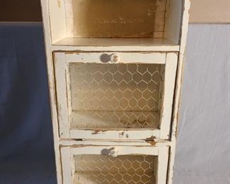Distressed Vintage Bread Box with Chicken Wire