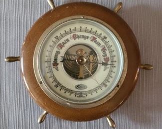 VINTAGE - Jason Barometer Ship's Wheel "Stormy Rain Change Fair"