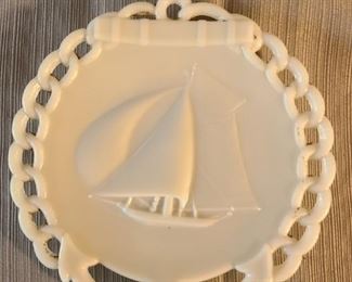 Milk Glass Nautical Plate (wall hanging)