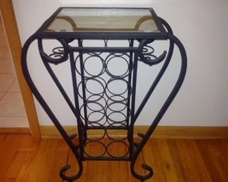 wrought iron wine rack table