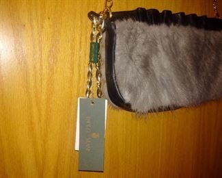 real Mink Paolo Masi Purse Handbag can use shoulder chain or it converts to wristlet-New w/tags!!
