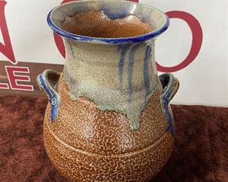 Cobalt Drip Signed North Carolina Art Pottery 
