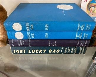 1959 and 1962 Yackety Yacks (UNC annuals) and 1951 Lucky Bag Annual (U.S. Naval Academy)