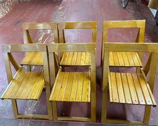 6 Mid-century Wooden Folding Chairs