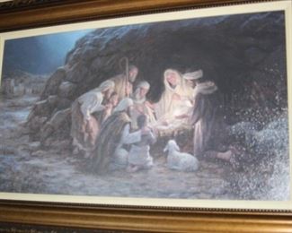 Nativity oil painting.