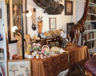 Animal art, statues, bone china trinket dishes.