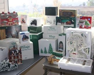 Department 56 Christmas cottages and village scenes.