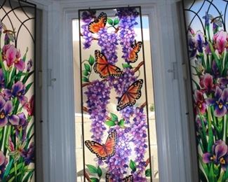 Three transfer panels of imitation stained glass