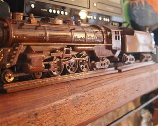 Wooden train engine and carriage. Hand carved.