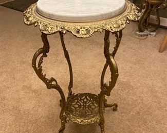Marble top gold side table