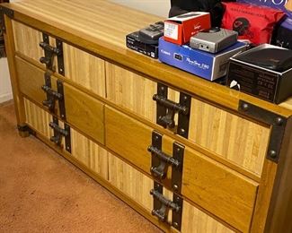 Oak 6 Drawer Dresser with bronze hardware