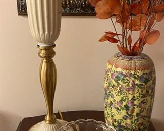 Beautiful ivory lamp and oriental vase decor