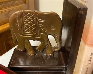 Brass elephant book ends