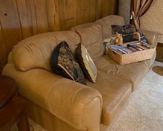 Camel leather couch - very comfortable!