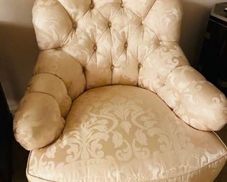 Cream floral design upholstered chair