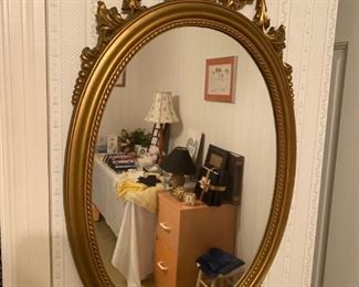 Vintage gold oval mirror