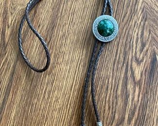 Nice bolo with green stone and sterling