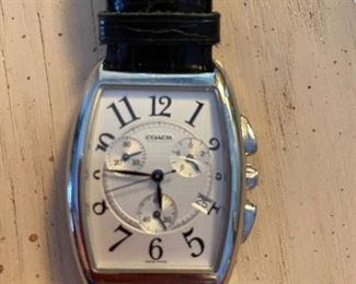 Men’s Coach wrist watch - black leather strap