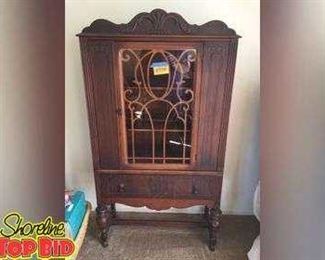 antique china cabinet hutch glass doors curio cabinet