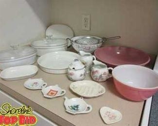 Corning ware, Vintage Pyrex Pink Bowl and More