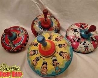 Large Lot Vintage Tin Tops