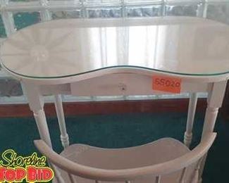 Small Vanity with Glass Top and Chair