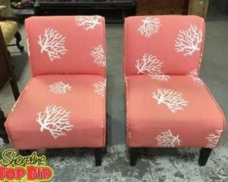 Pair of coral chairs, made in the USA very good condition
