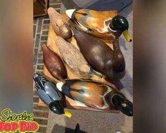Vintage painted wooden duck decoy lot Country Lures