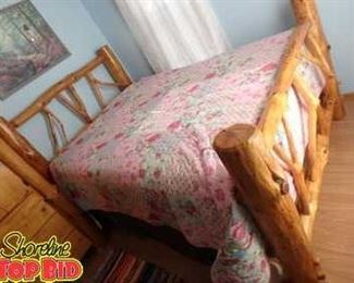 Beautiful HandCrafted Queen Size Log Bed