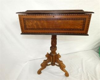 EARLY INLAID SEWING STAND 
