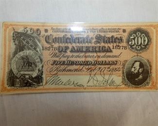 $500 1864 CONF. RICHMOND VA BILL 