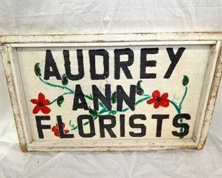 WOODEN AUDRY ANN FLORIEST SIGN 