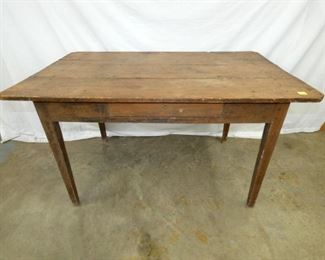 4 1/2FT. EARLY PINE FARM TABLE W/ DRAWER