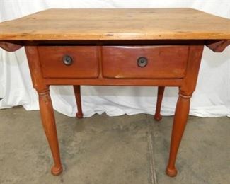 EARLY PRIM. PIN TOP TABLE W/ DRAWER 
