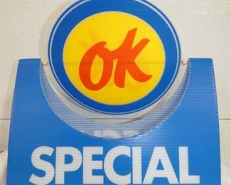 17X17 PLASTIC OK SPECIAL SPINNER SIGN 