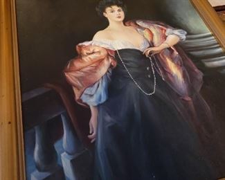 Fabulous Large Oil Painting- Signed- Portrait of Unknown Woman