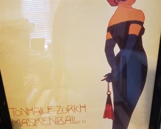 WOW- Original Early Art Deco Period Masked Ball Advertising- 1907- Zurich Switzerland- Large