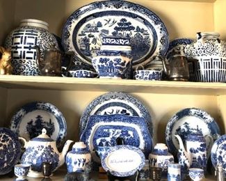 blue and white dishes